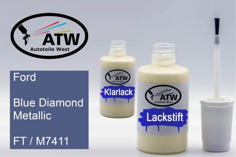 Ford, Blue Diamond Metallic, FT / M7411: 20ml Lackstift + 20ml Klarlack - Set, von ATW Autoteile West.